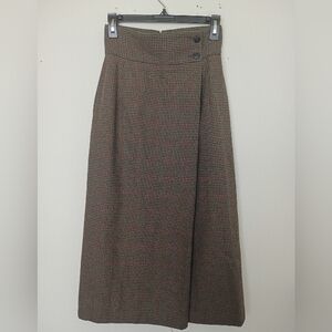 Moussy Herringbone Academia Midi Skirt in Brown Size Small